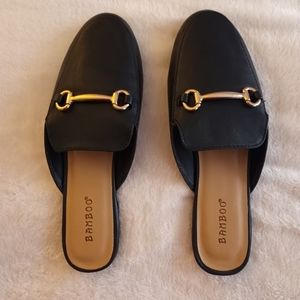 Bamboo Mule Oxford Slide Slip On Flat Loafer